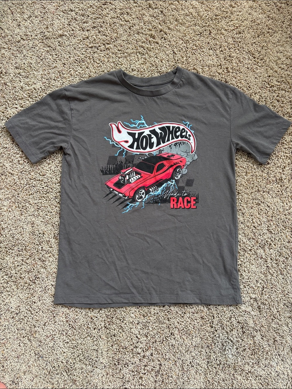Mattel Hot Wheels Kids Gray Tee with Red Car Graphic